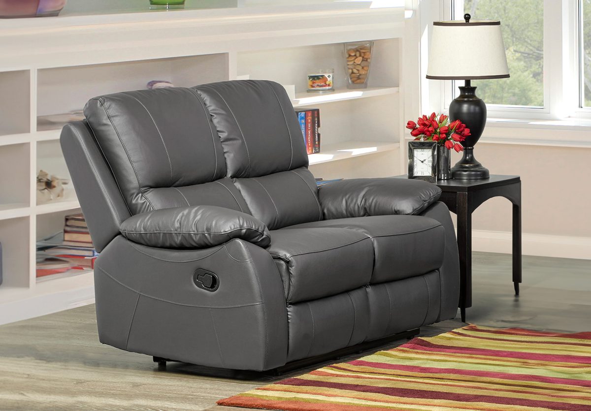 Black leather power recliner loveseat