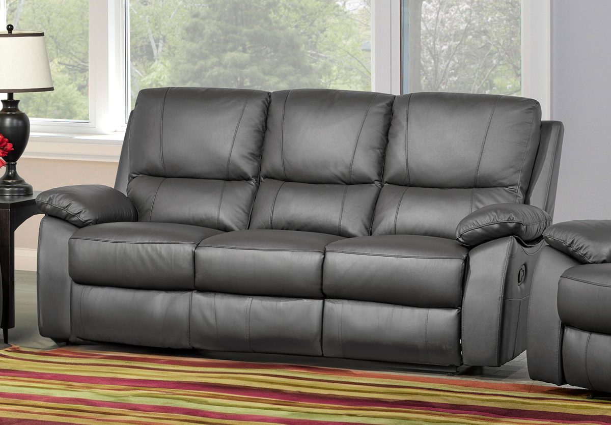 Black leather power recliner sofa