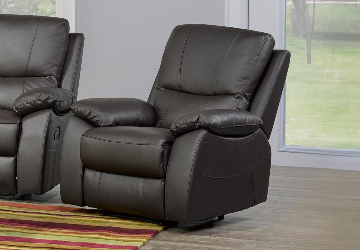 Black leather power recliner chair