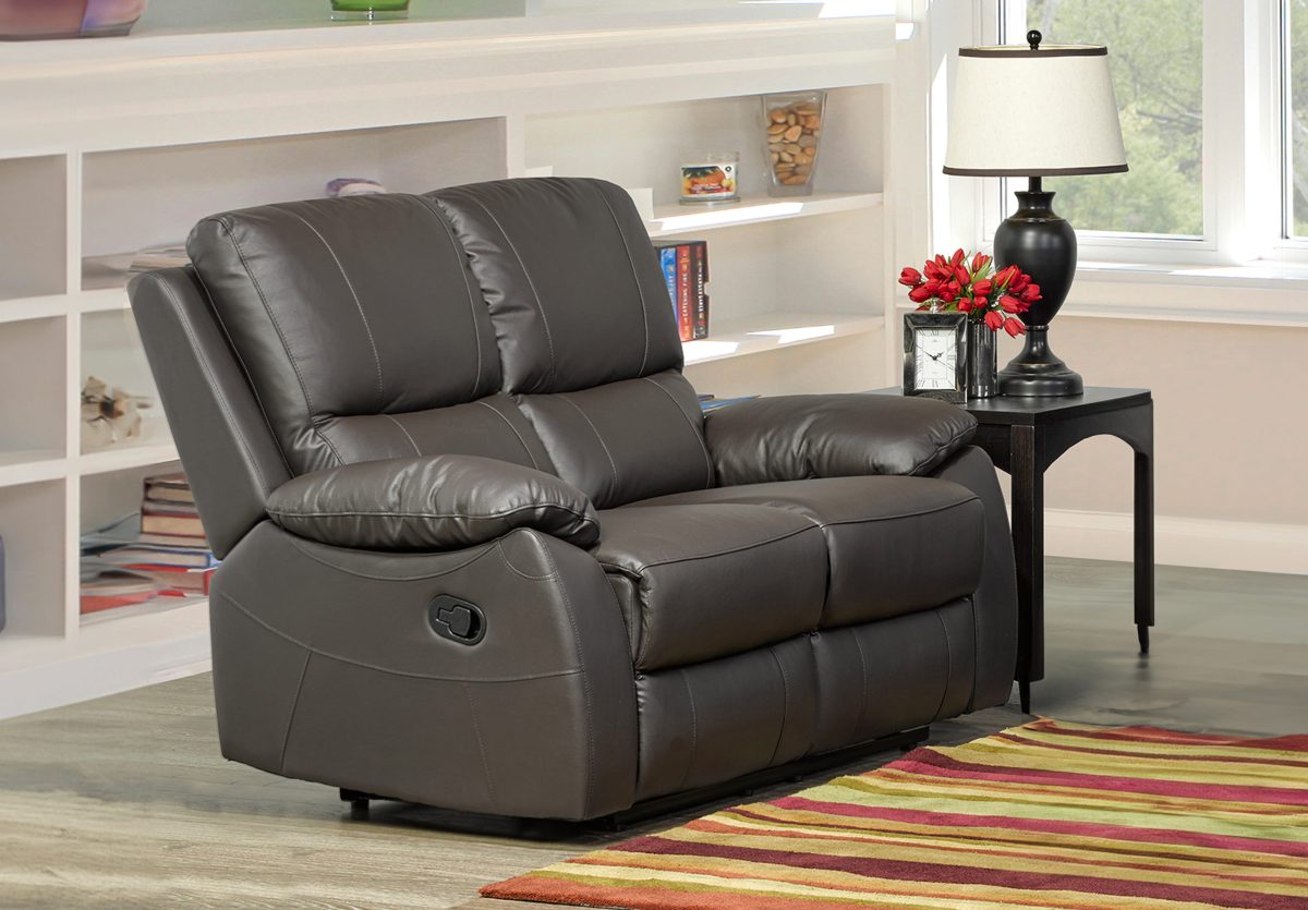 Black leather power recliner loveseat