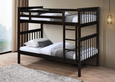 single over single espresso wood bunk bed
